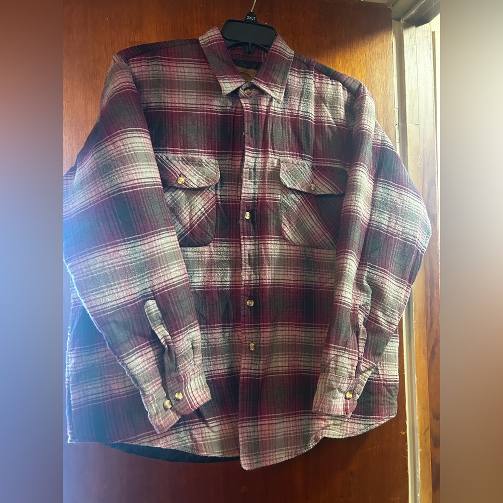 St. John's Bay Plaid Shirt Jacket - Red and Gray